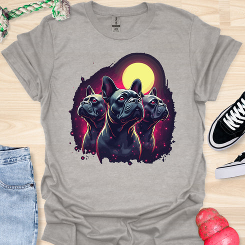 Bulldog & Moon - V2 - Stylish Red Eye T-Shirt
